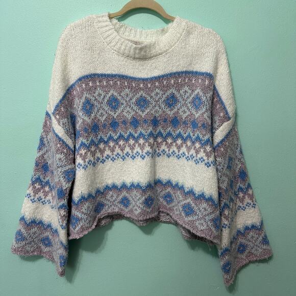 Sincerely Jules Sweaters - Sincerely Jules Blue Sharlene Wool blend bell Sleeve Sweater Women Medium‎